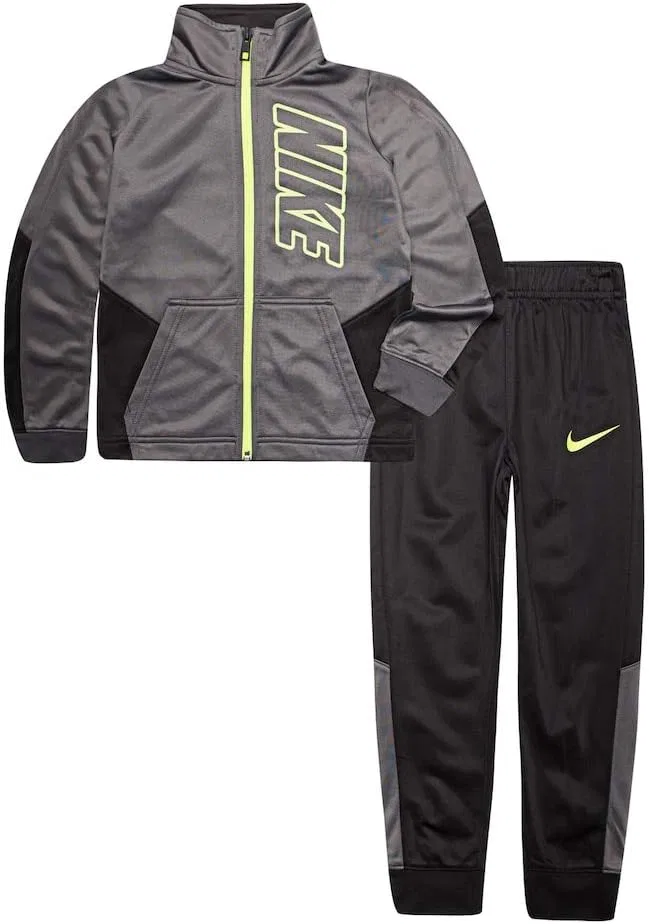 Детский спортивный костюм Nike Color Block Full Zip Hoodie and Jogger Pants, Black/Volt