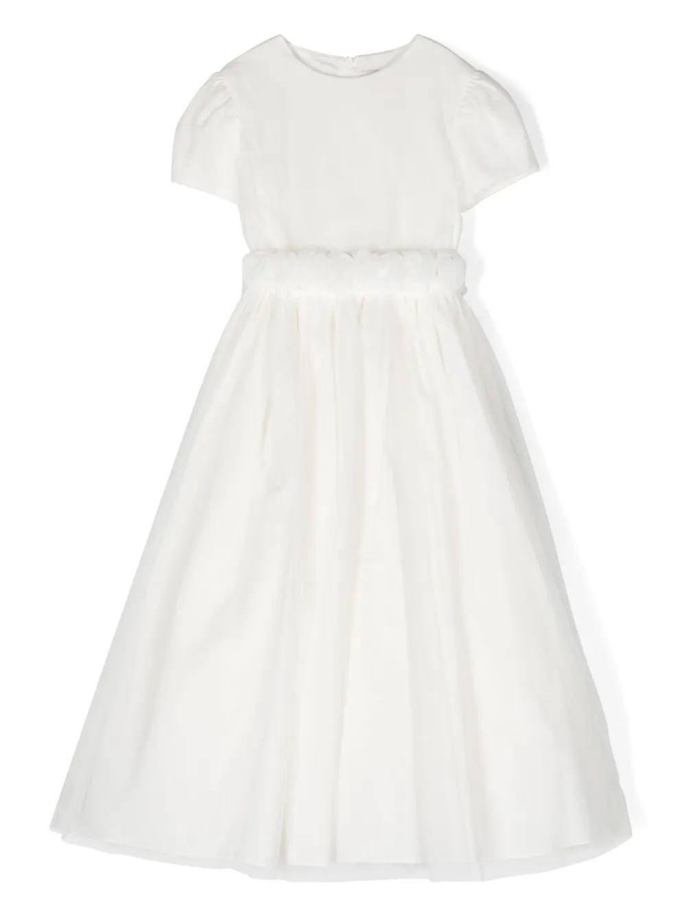 

Платье из тюля с цветочной аппликацией Il Gufo, белый