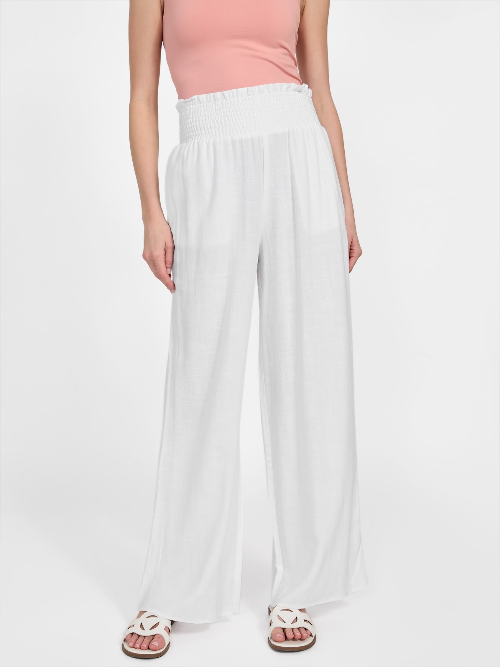 

Брюки-палаццо Harper из льняной смеси Guess Factory, цвет pure white