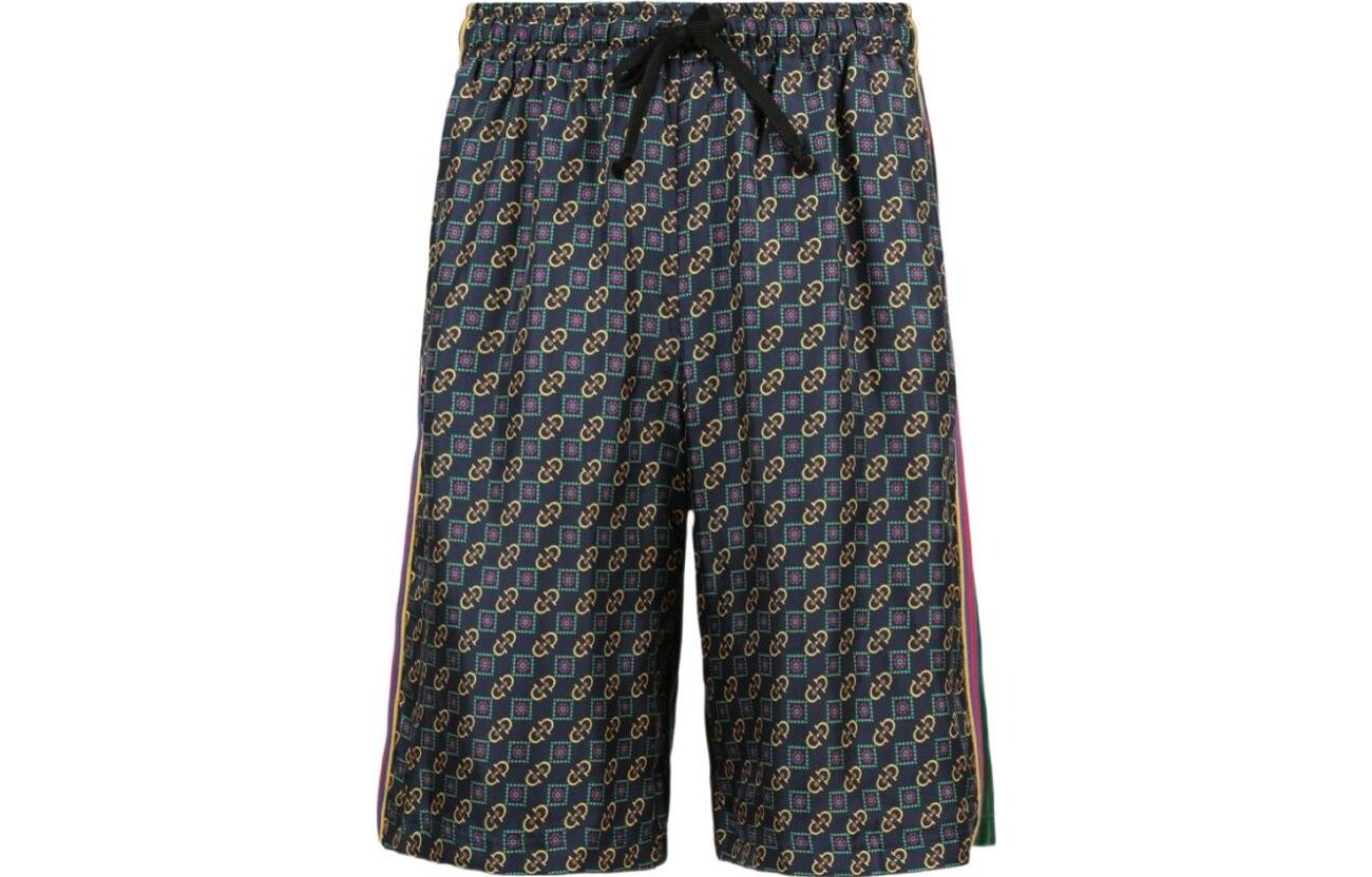 

Шорты из хлопка Horsebit и Basketweave Gucci, синий