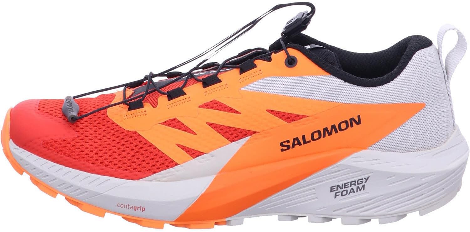 Кроссовки для трейлраннинга Salomon Men’s Sense Ride 5, Lunar Rock Shocking Orange Fiery Re — фото 2