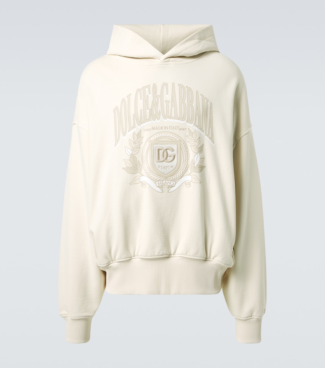 

Вышитый хлопковый худи Dolce&Gabbana, кремовый