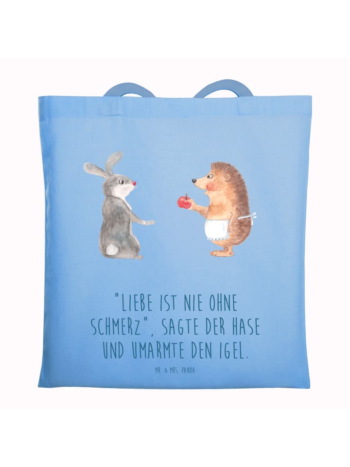 

Сумка Mr. & Mrs. Panda Tragetasche Hase Igel mit Spruch, небесно-синий