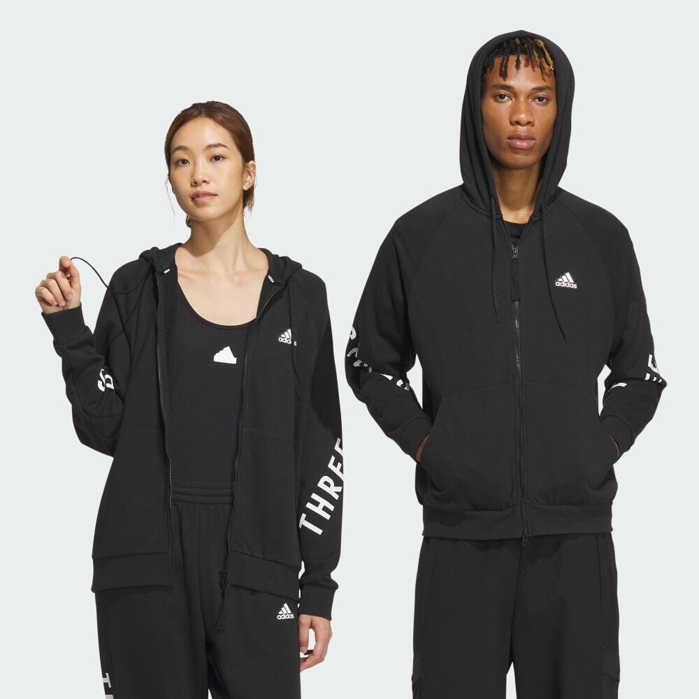 

Толстовка Adidas Warding loose fit French terry full zip hoodie, черный