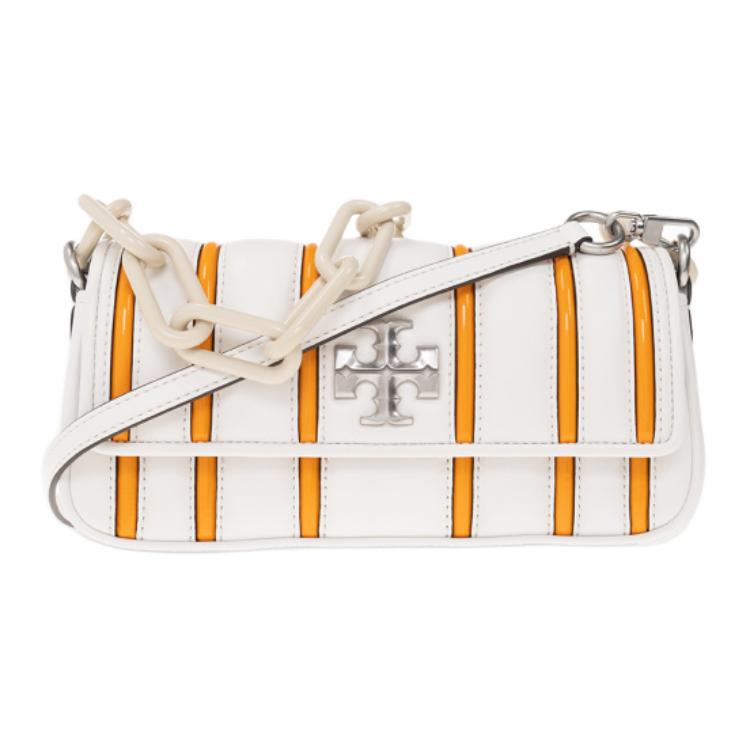 

TORY BURCH Сумка Kira из кожи наппа с лакированной кожей, через плечо, маленькая женская белая сумка