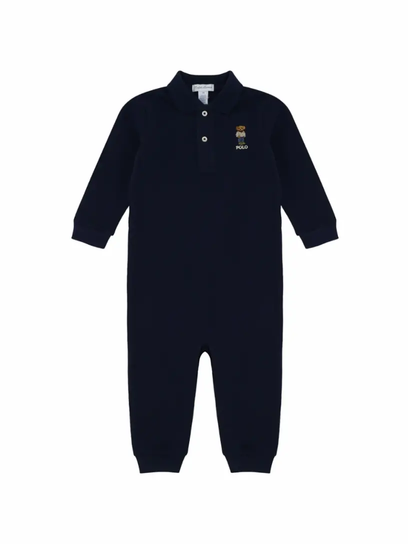 

Хлопковое боди с логотипом Ralph Lauren, тёмно-синий