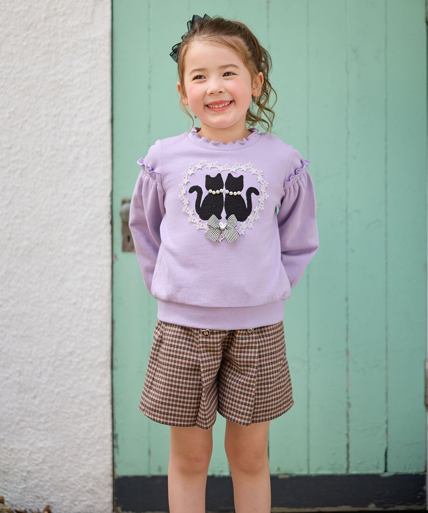 Флисовая толстовка с силуэтом кошки ANY KIDS, Lavender [082] — фото 2