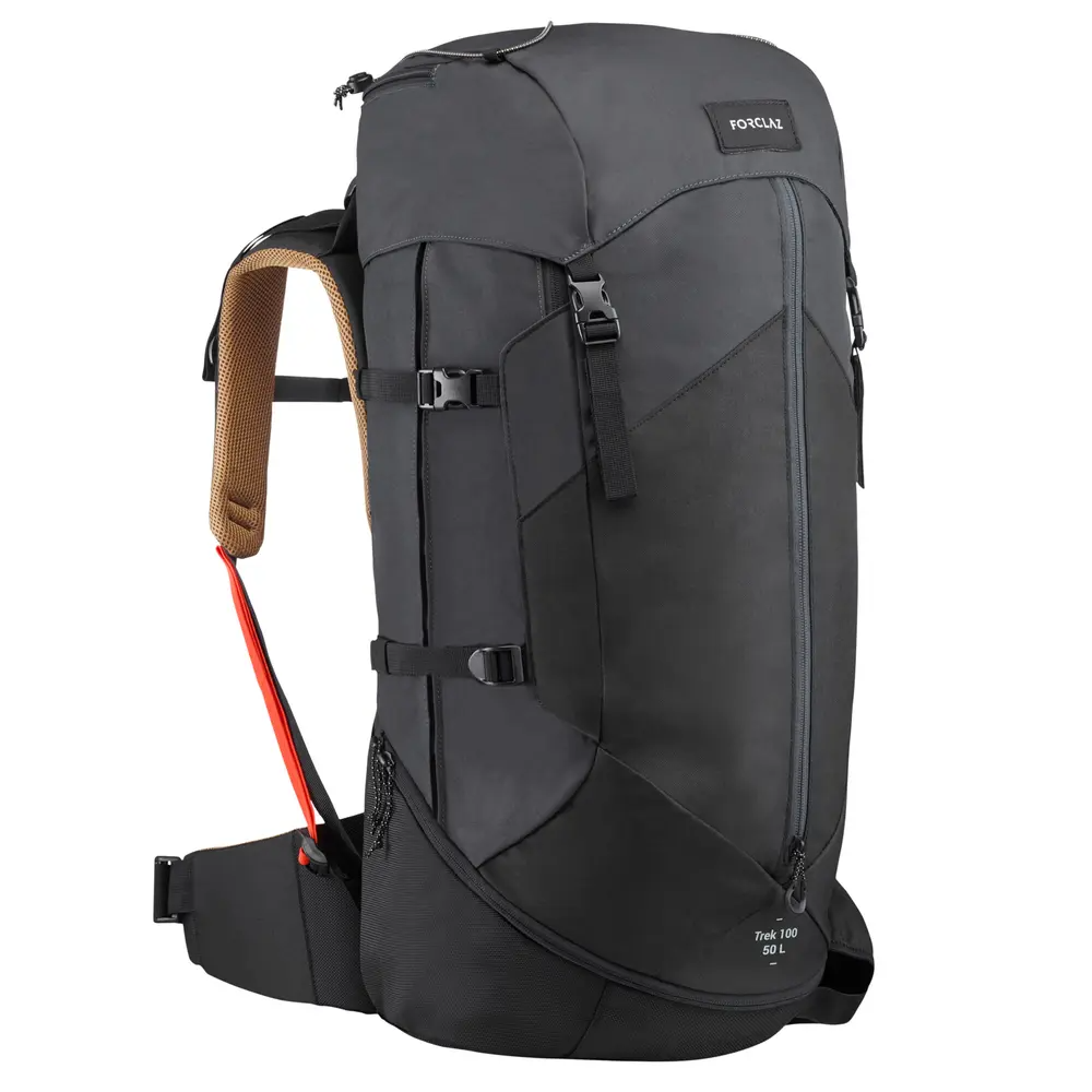 

DECATHLON Мужские походная сумка 50 л из полиэстера с полиуретаном, черная/серые