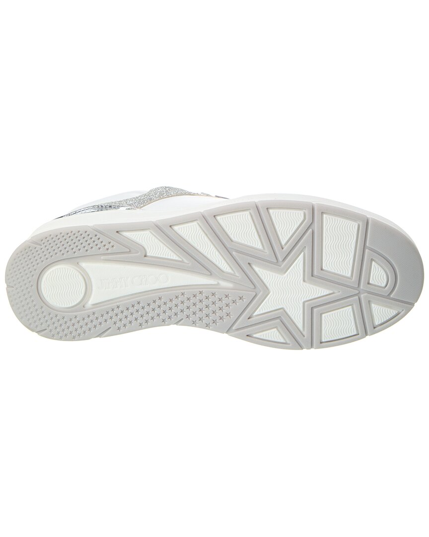 Кроссовки Jimmy Choo Florent/F из кожи и блесток, серебряный — фото 4