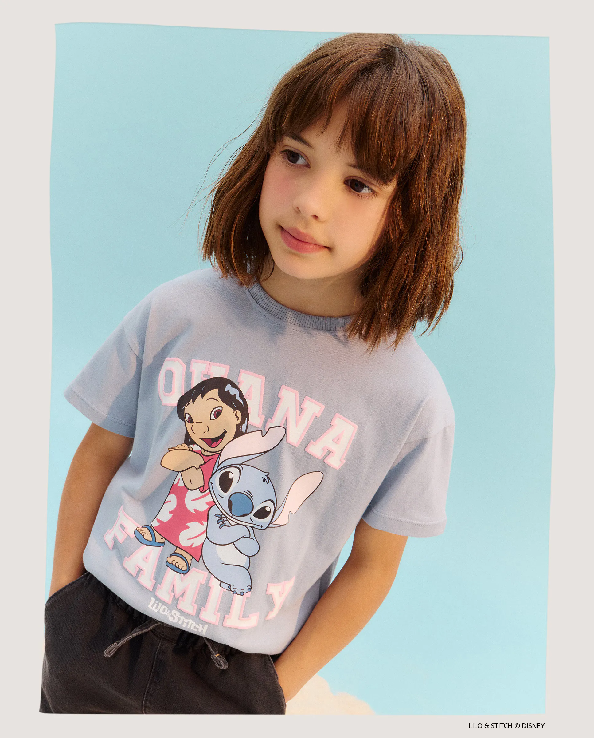 

Футболка с коротким рукавом и позиционным принтом Stitch&Lilo для девочки Kids El Corte Inglés, темно-синий