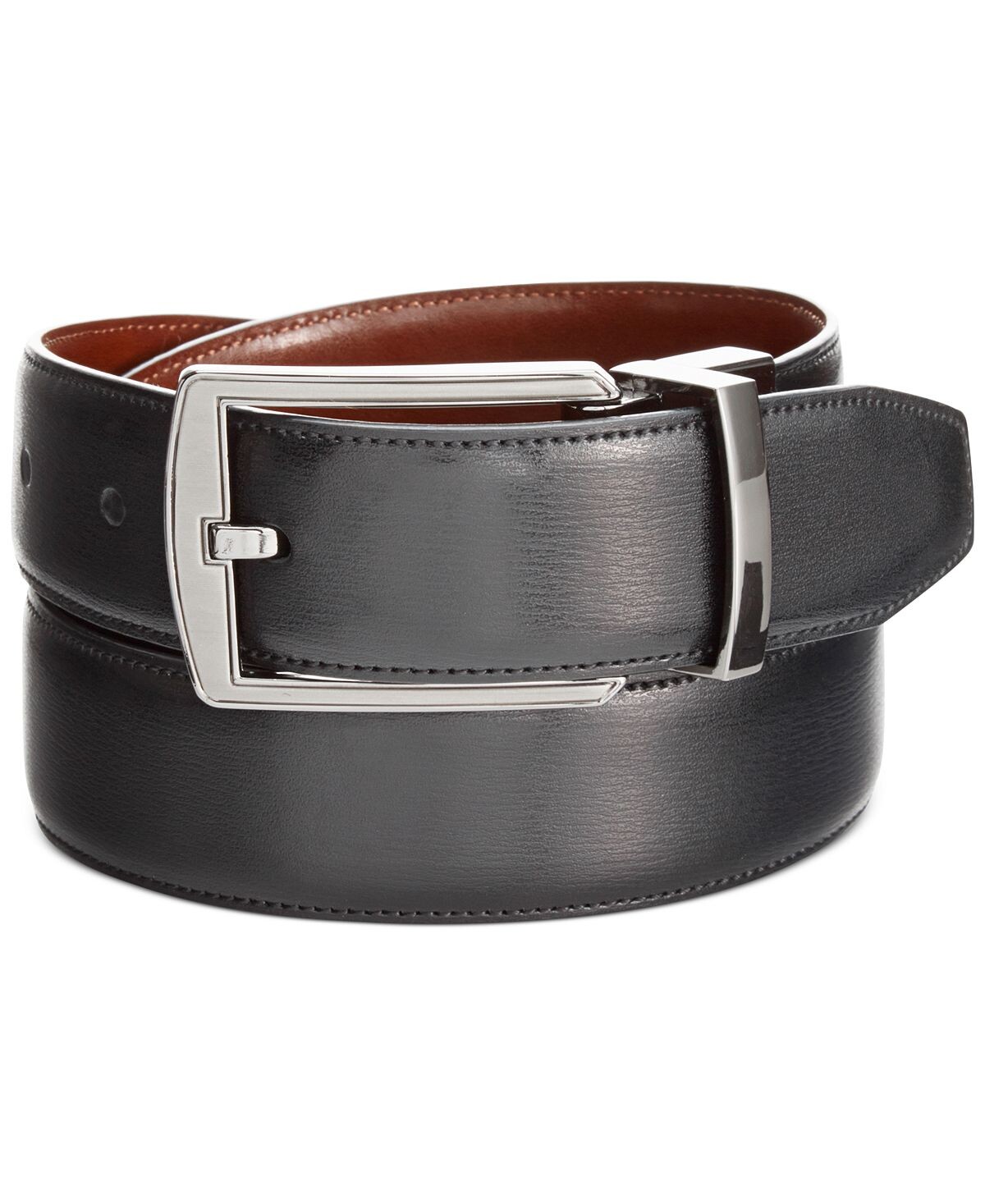 

Мужской двусторонний ремень с перьями и краями Perry Ellis Portfolio