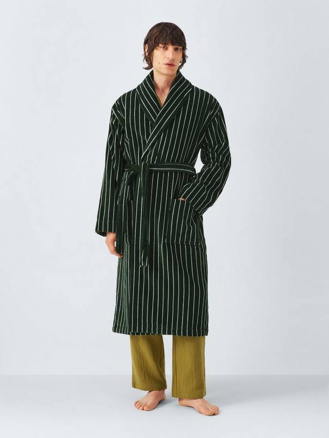 

Велюровый халат в полоску John Lewis, Dark Green
