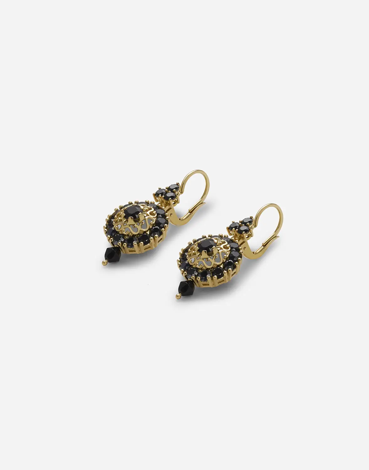 DOLCE & GABBANA Серьги Sicily из желтого золота 18 карат с черными сапфирами — фото 2