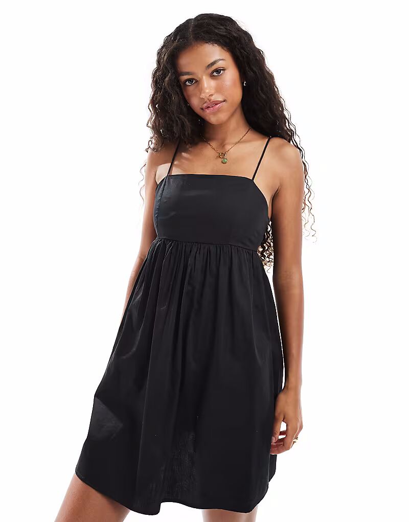 

ONLY мини-платье на бретелях с завязками сзади черного цвета