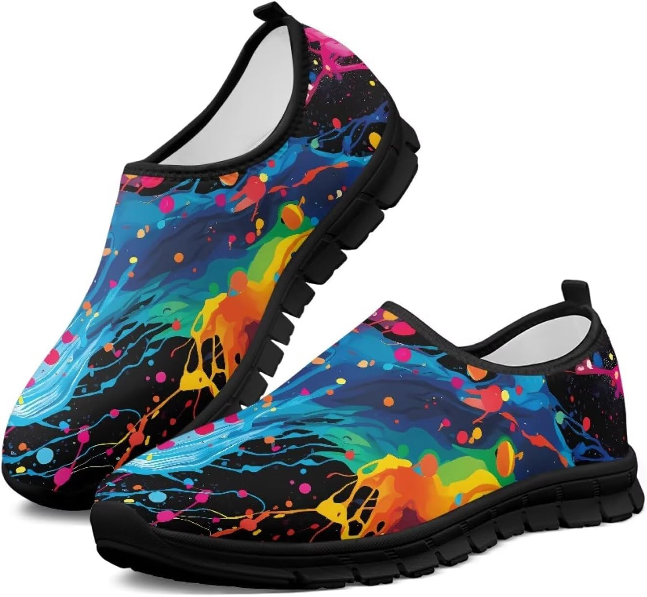 

Женские спортивные кроссовки без шнурков, дышащие, для ходьбы, бега, тенниса, тренировок, с нескользящей подошвой, широкая полнота, размер 5.5-13.5 Chririnla, Stylish Splash Ink