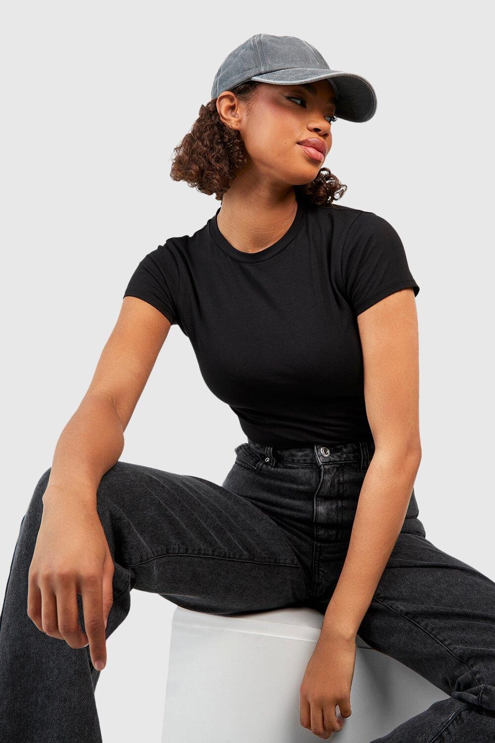 

Хлопковая футболка с длинными рукавами и короткими рукавами boohoo, черный