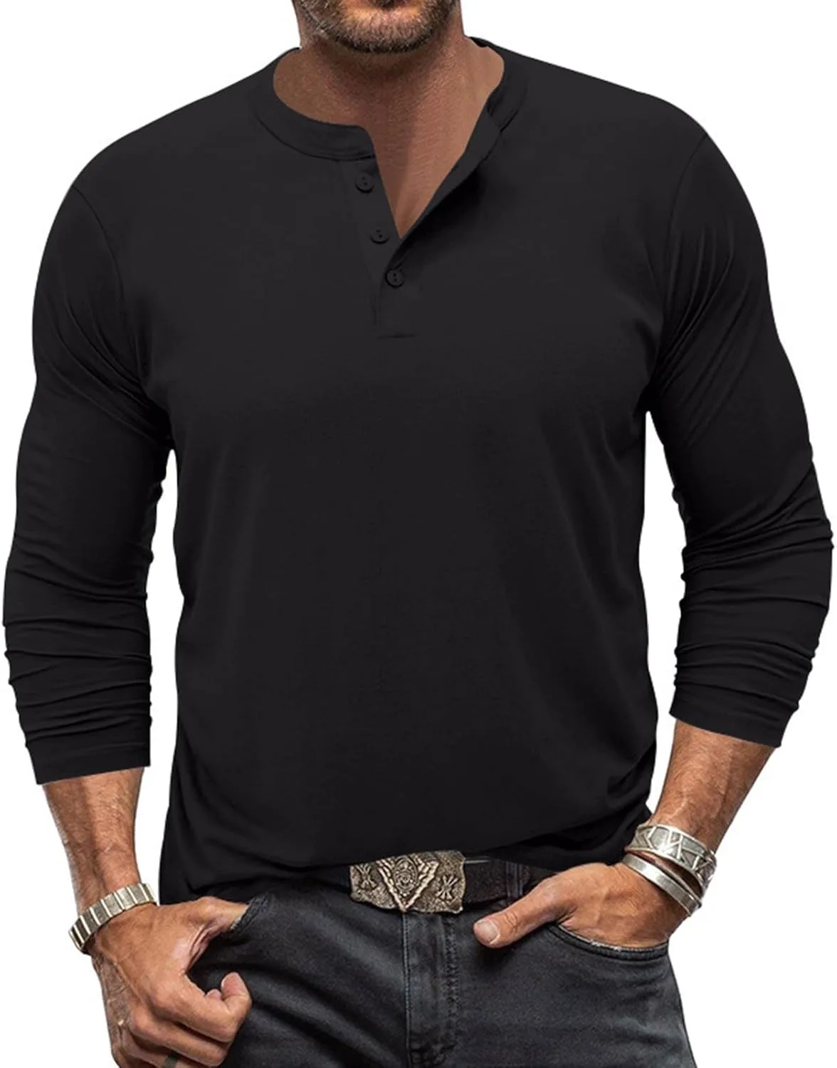 

Ymosrh мужская повседневная рубашка-поло с длинным рукавом, Slim Fit, размеры M-3XL
