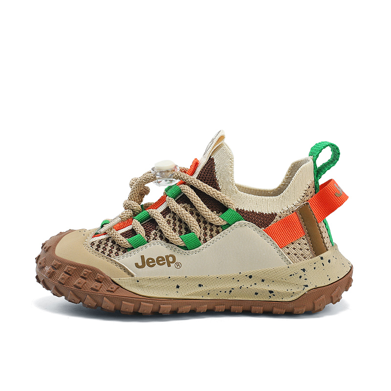 

Износостойкие низкие детские повседневные кроссовки Brown Kids' Jeep, алый/бежевый