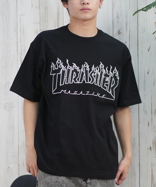 

Футболка с коротким рукавом, вышивка THRASHER, унисекс, Murasaki Sports, черный