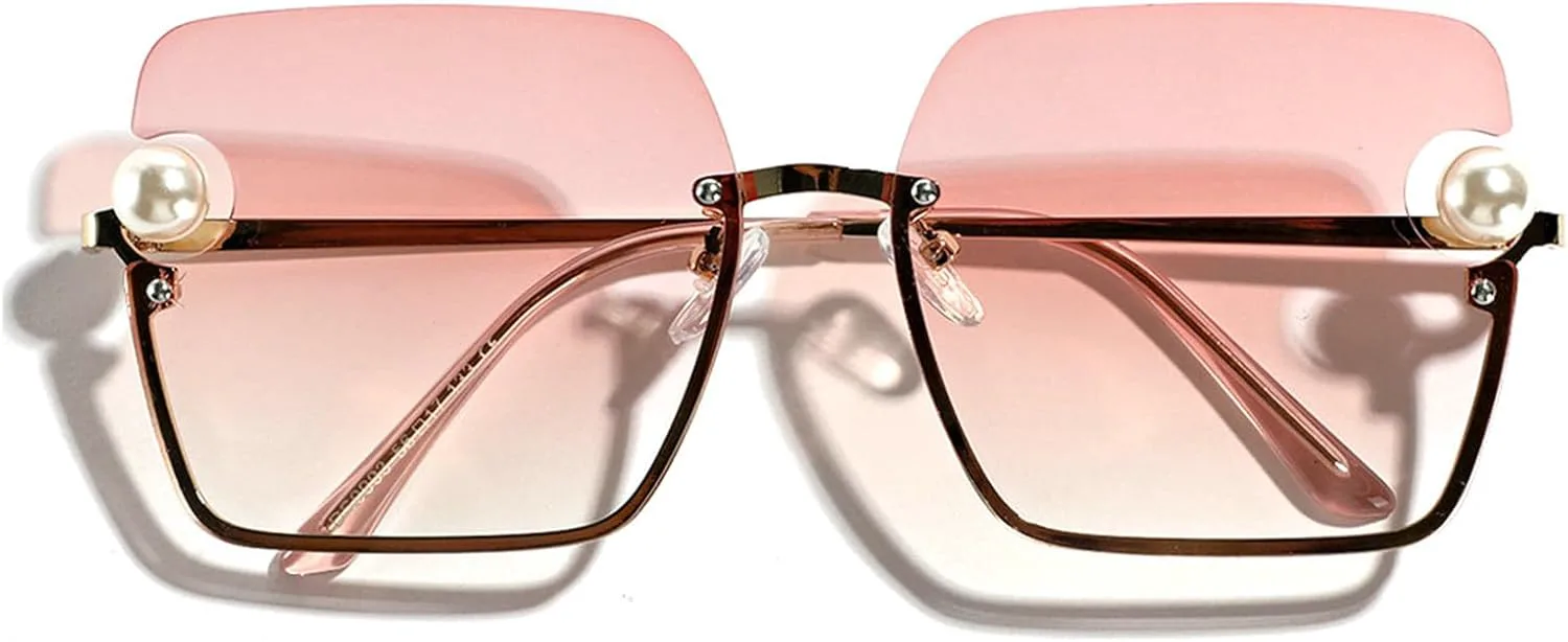 

Солнцезащитные очки без оправы Helena Diamonds для женщин и мужчин, блестящие, со стразами, розовые, квадратной формы, с защитой от УФ-излучения UV400, Pink