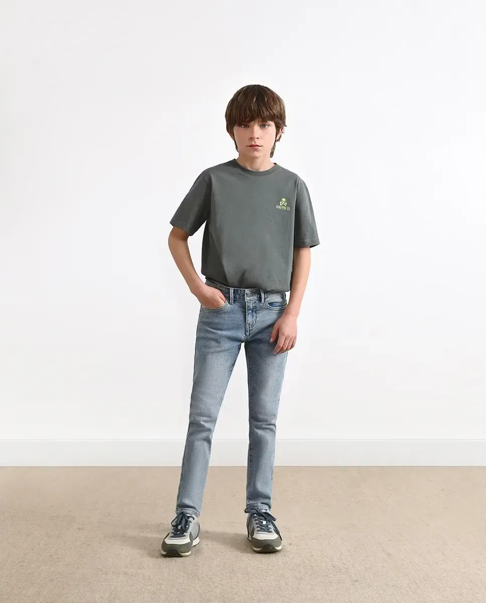 Детские джинсы Slim fit с регулируемым поясом Scalpers, светло-голубой