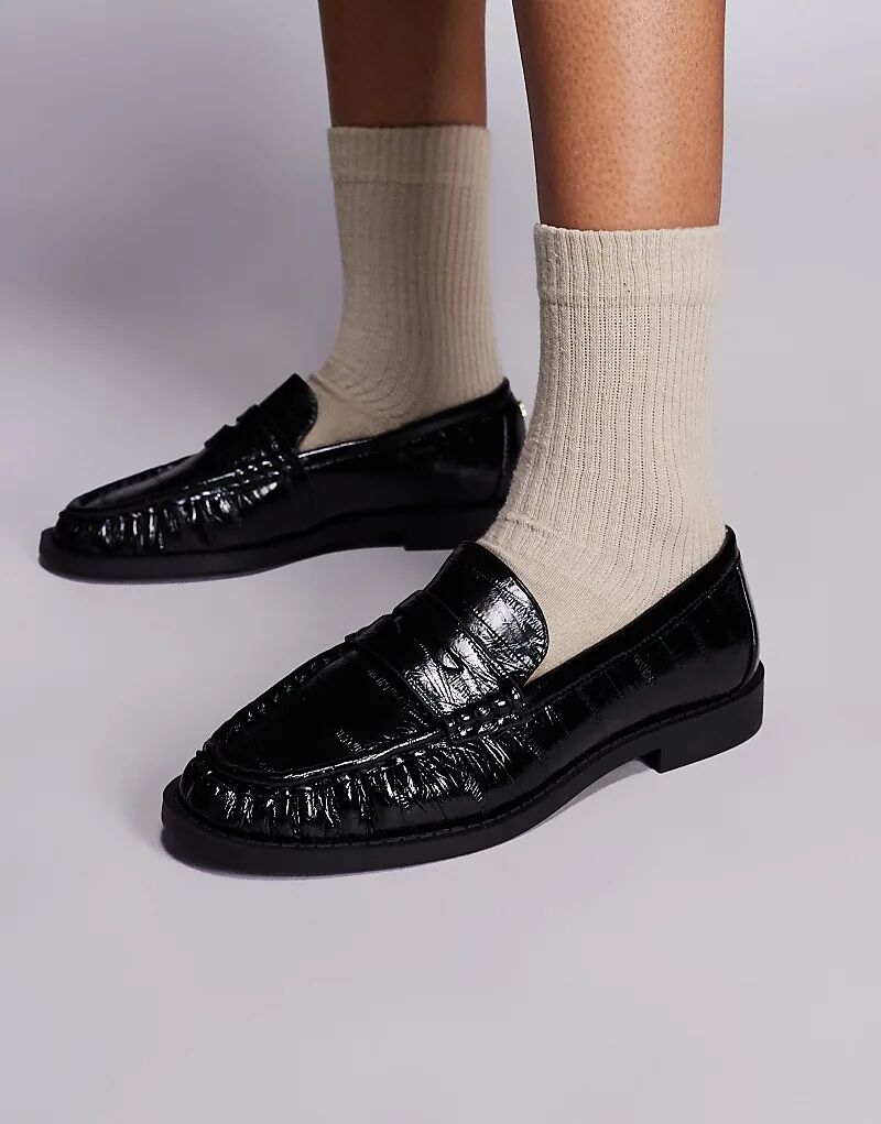 Черные мокасины River Island с рюшами