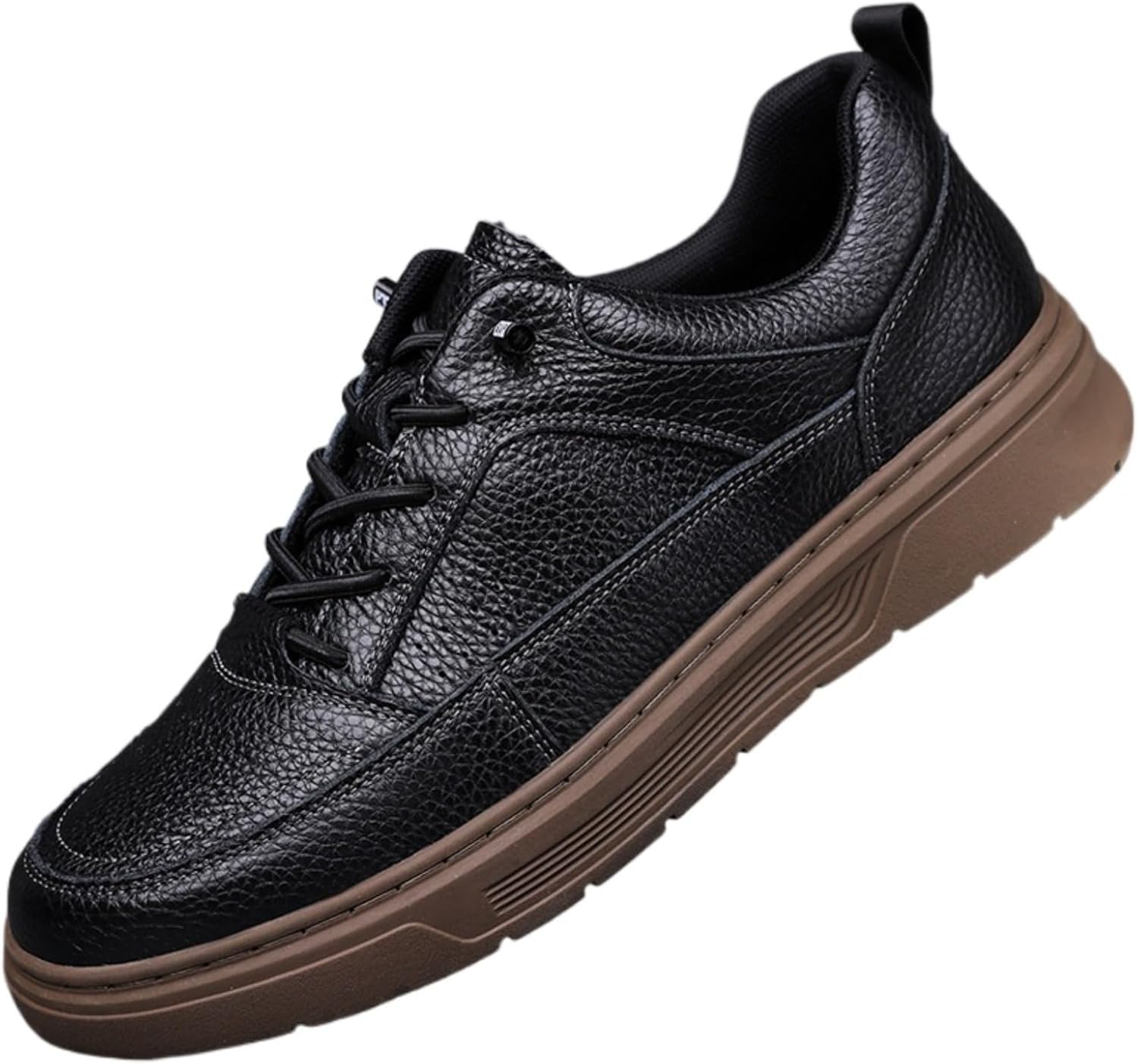 

Мужские повседневные кожаные туфли с толстой подошвой и дышащей поверхностью - легкие удобные кроссовки на шнуровке для осени и зимы Azttoztto, черный