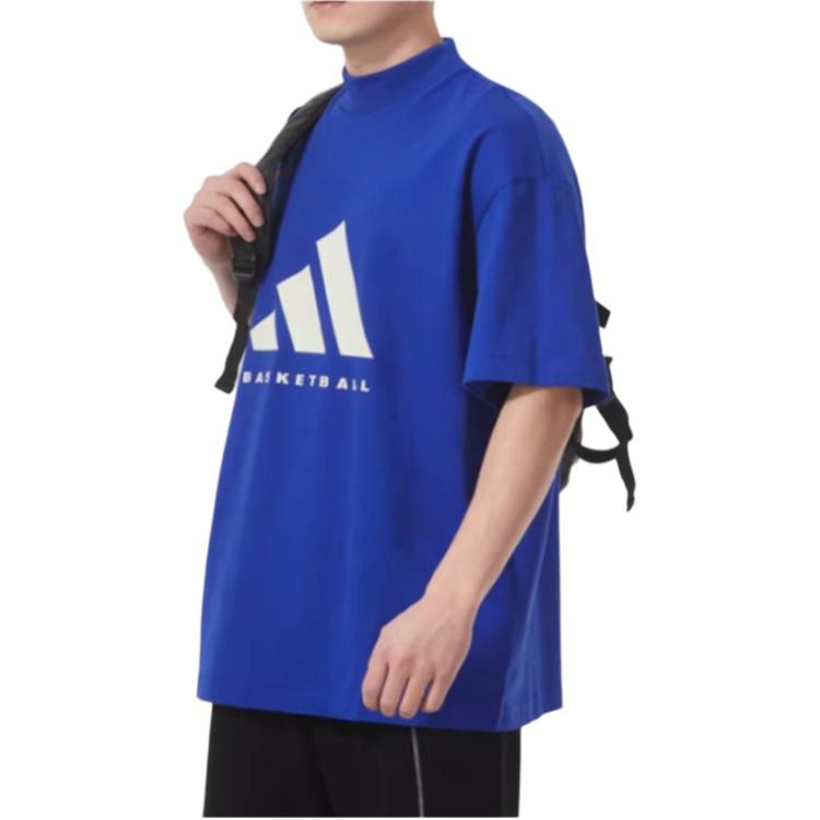 Футболка баскетбольная с принтом логотипа Adidas, ярко-синяя — фото 4