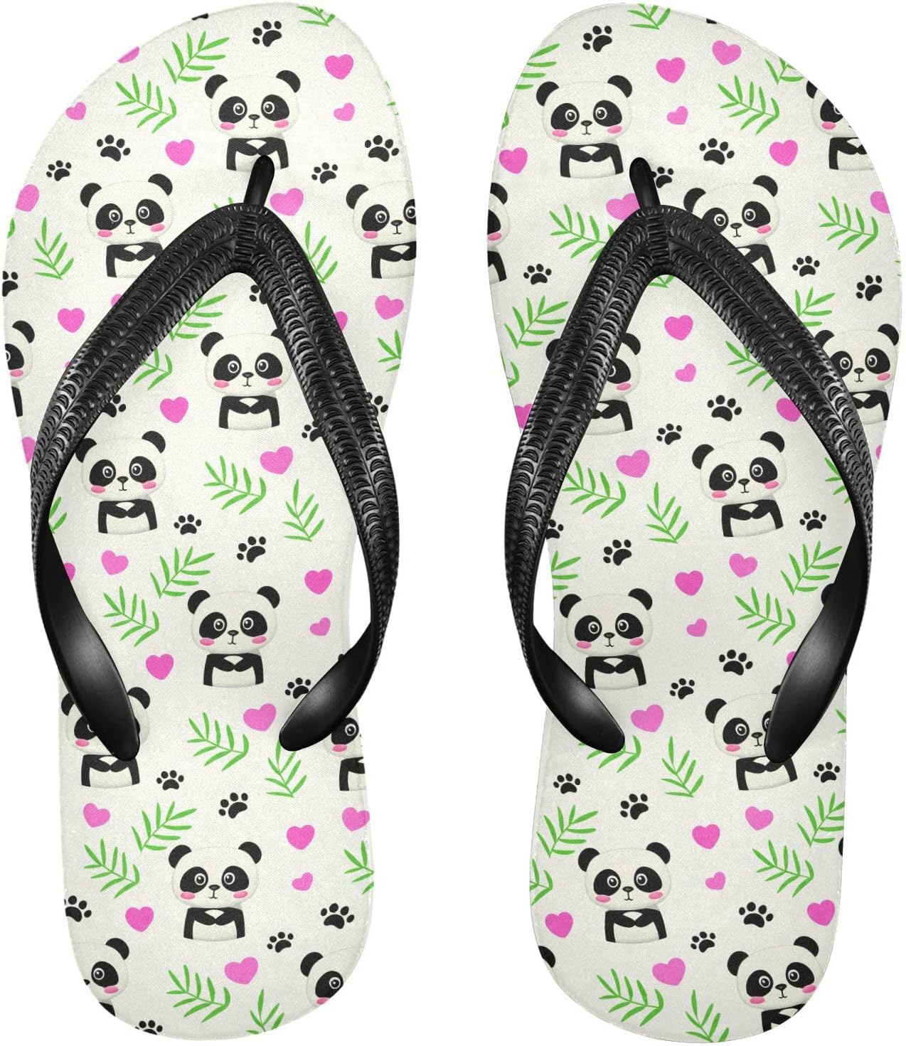 

Женские и мужские пляжные летние сандалии с милым пандам сердцем и растительным рисунком, шлепанцы для душа 2301643 Kfbe, Panda