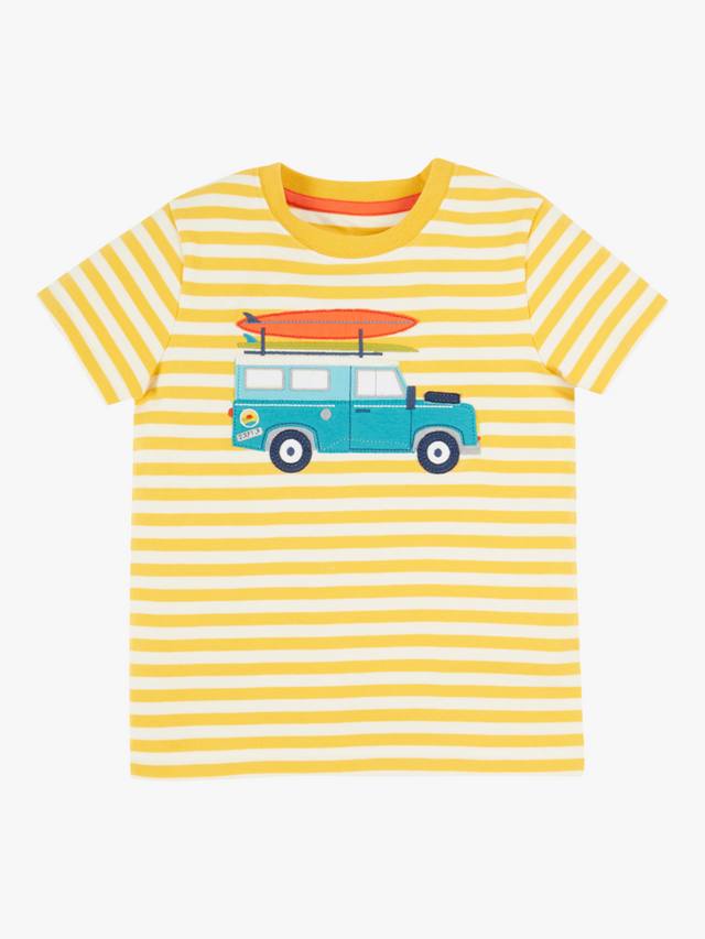

Детская футболка sid из органического хлопка с аппликацией Frugi, цвет Bumblebee Stripe