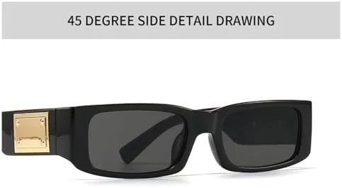 

Солнцезащитные очки в узкой прямоугольной оправе 2027 года для женщин и мужчин, в стиле панк, винтажные металлические солнцезащитные очки MTZJH, Black Blue