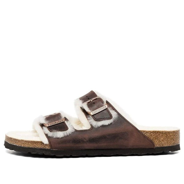 

Тапочки arizona shearling oiled leather 'habana' Birkenstock, коричневый