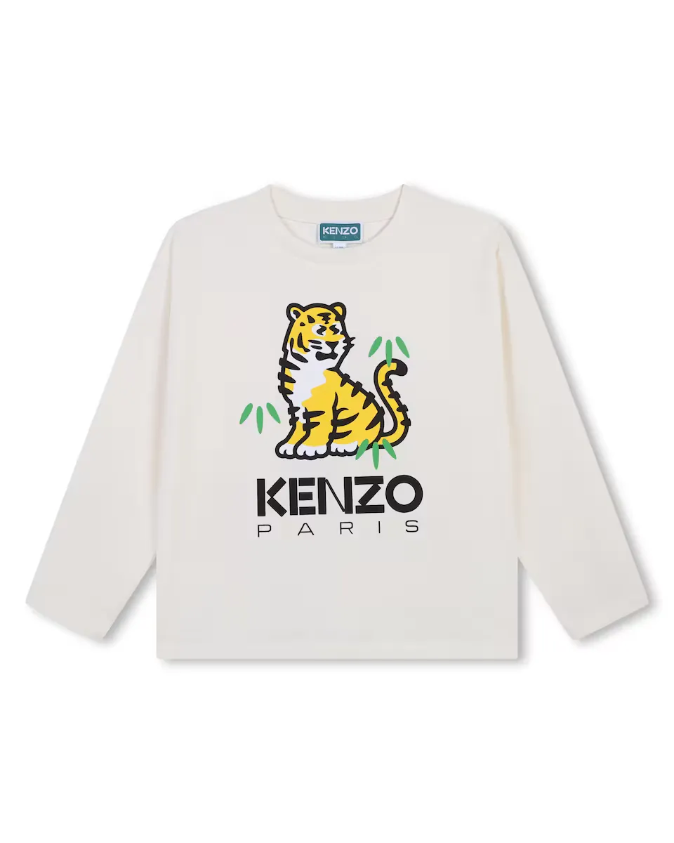 

Детская футболка с длинными рукавами из 100% хлопка Kenzo Kids, цвет Crudo