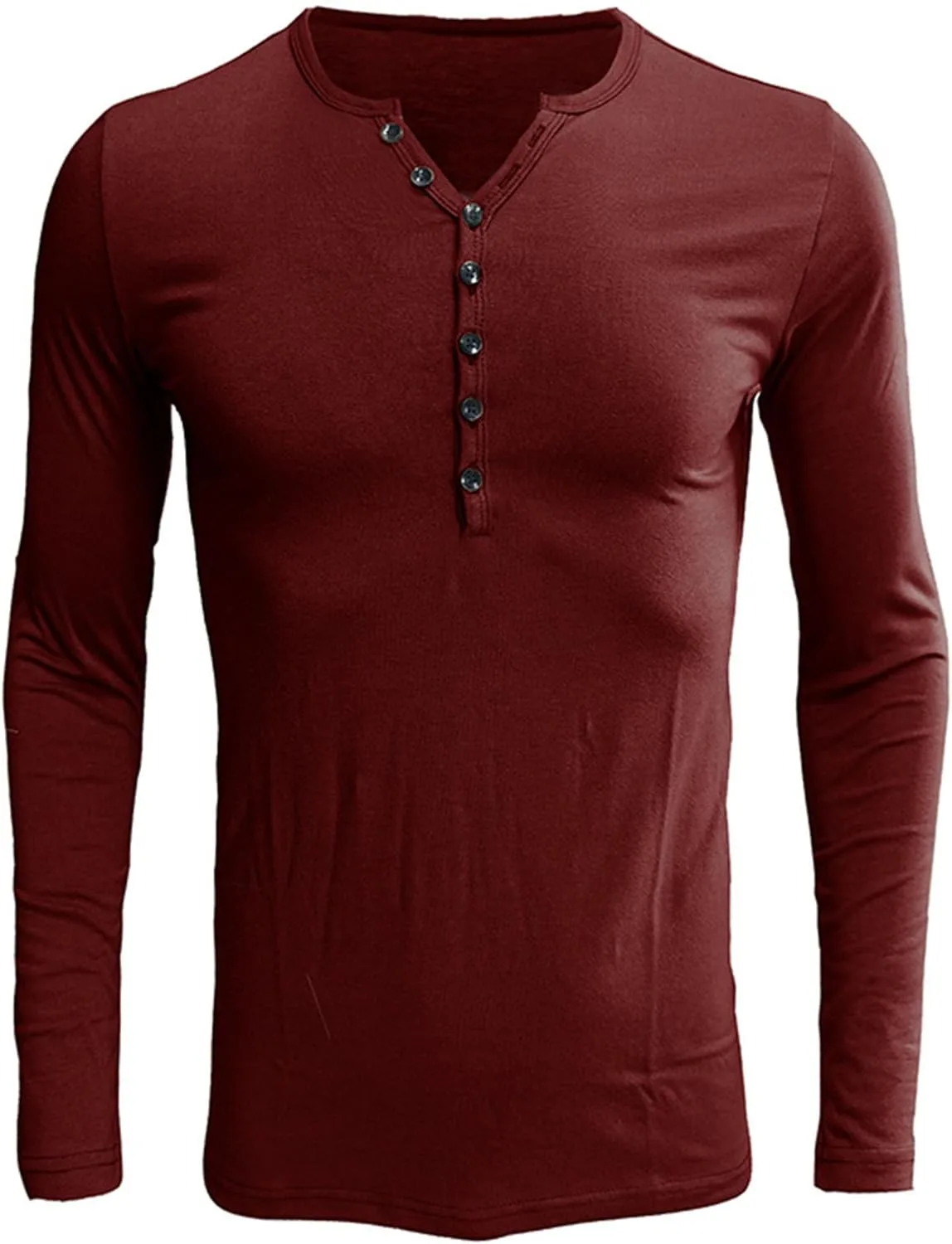 

Мужская футболка с длинным рукавом и V-образным вырезом Henley, Slim Fit Maiyifu-GJ