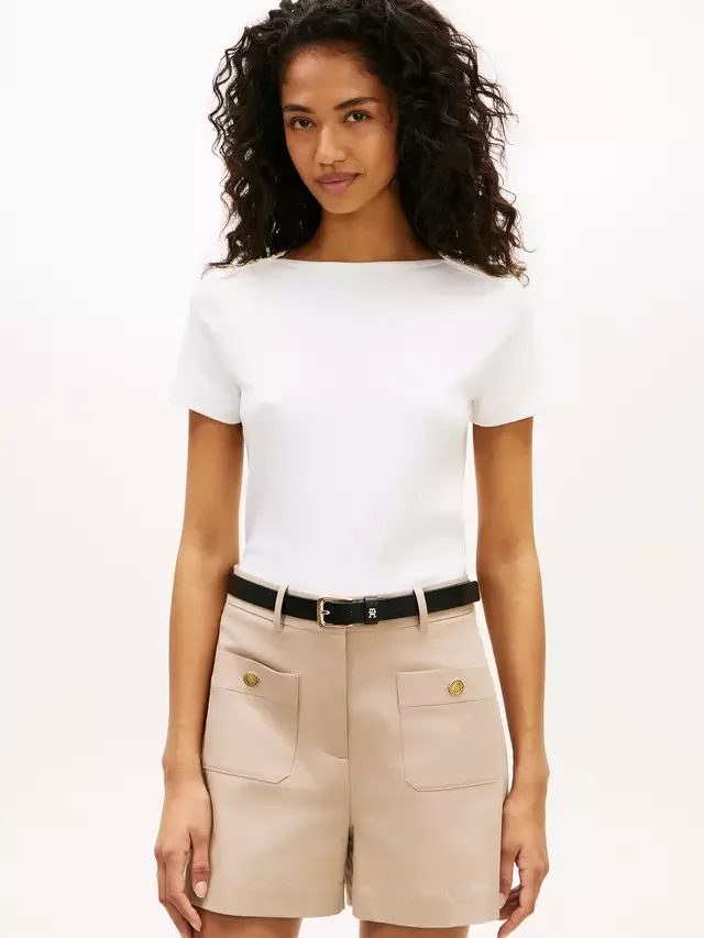 Футболка приталенного кроя с пуговицами Tommy Hilfiger, White