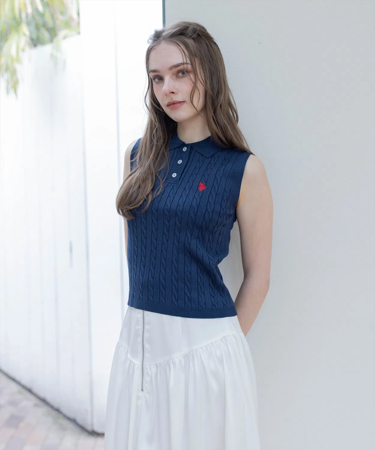 Норсрив-топ U.S. POLO ASSN. с кабельной вязкой, тёмно-синий