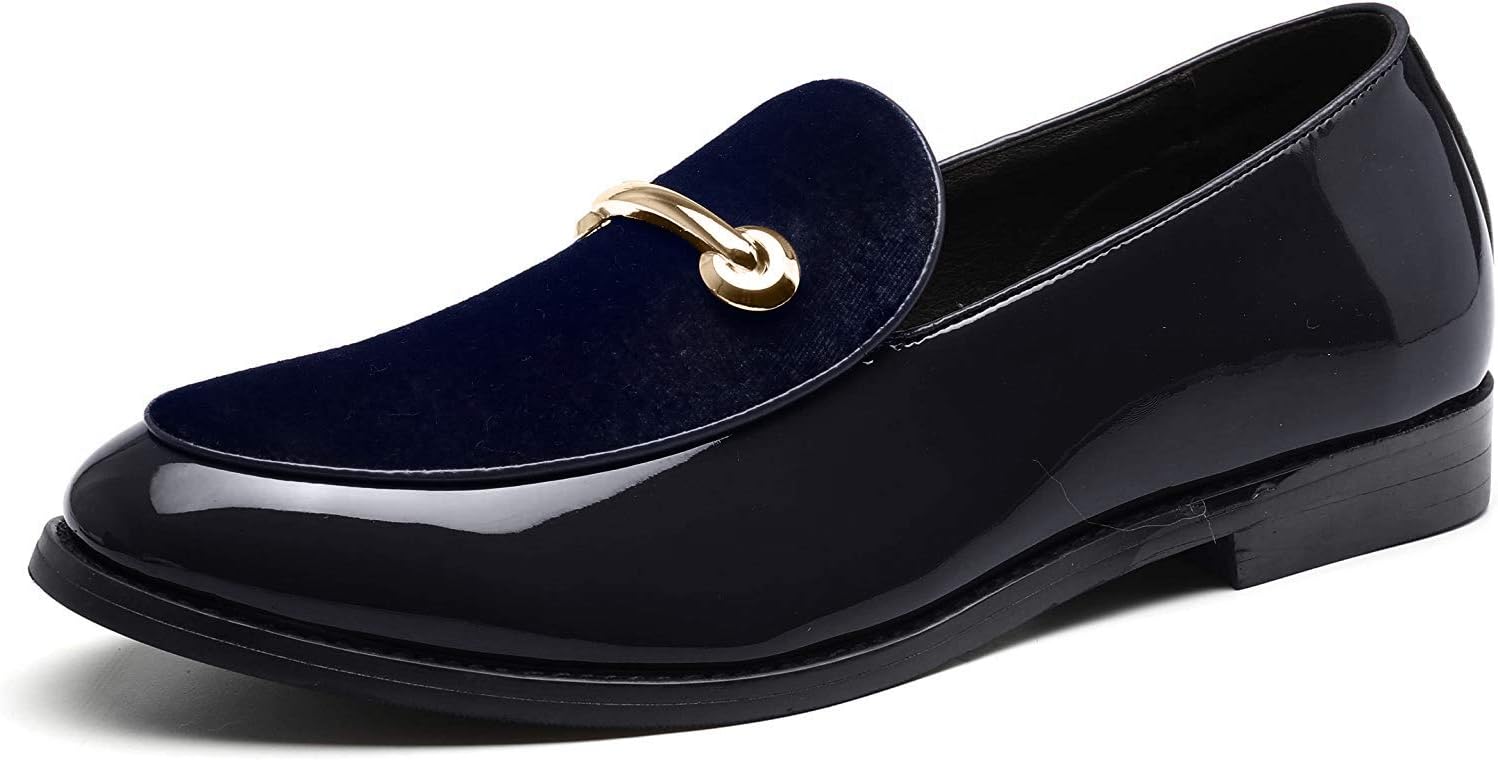 

Мужские лоферы Santimon Fashion из бархата и лакированной кожи, слипоны для вождения, повседневные мокасины, синий