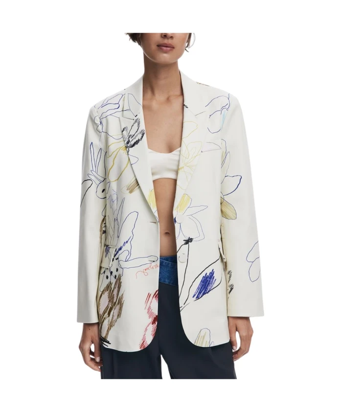 

Белая женская куртка в художественном стиле Desigual, мультиколор