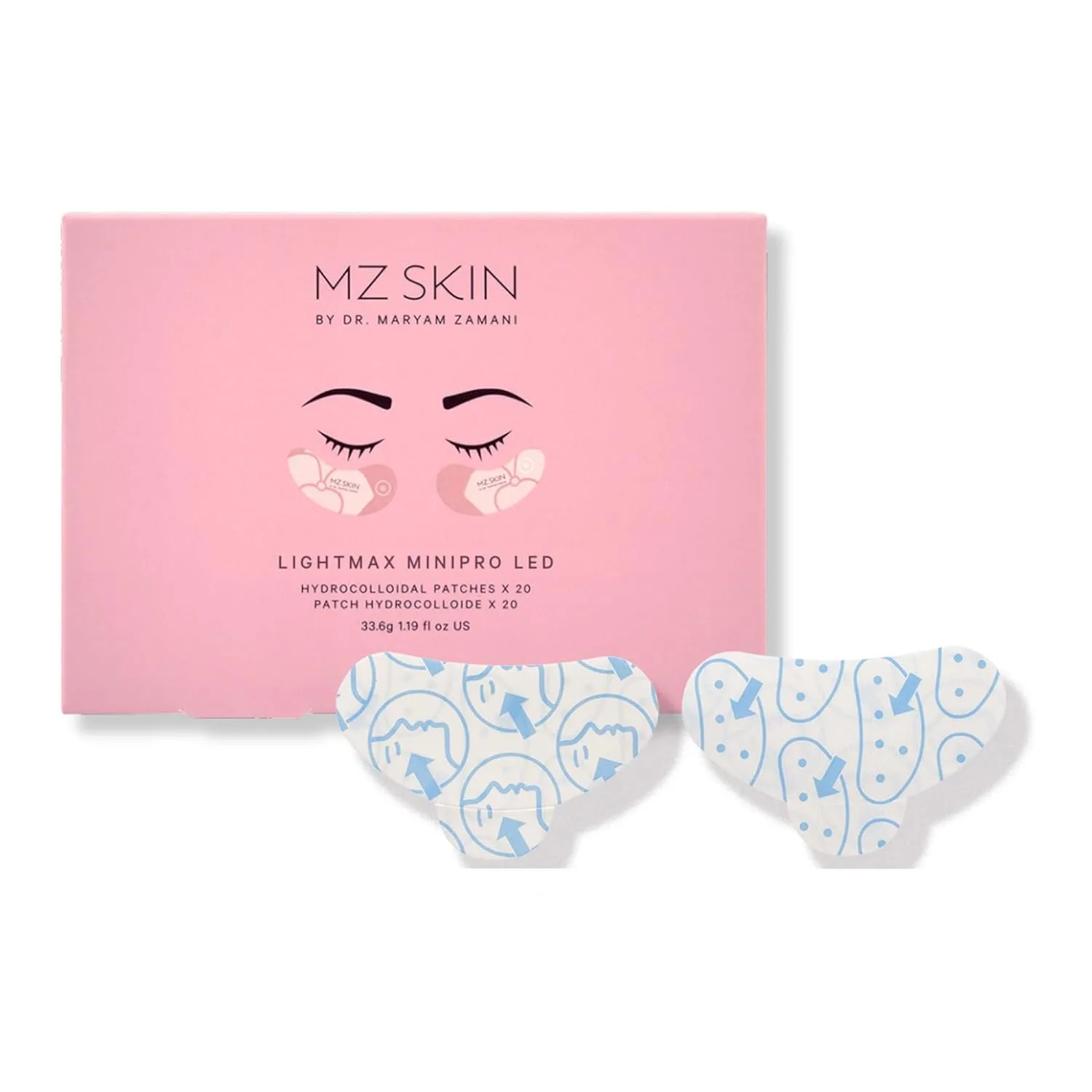 MZ Skin Lightmax Minipro Hydracolloidal патчи для глаз и Eyeconic LED патчи - коллаген-бустинг уход от отеков, морщин и темных кругов Mz Skin By Maryam Zamani Md