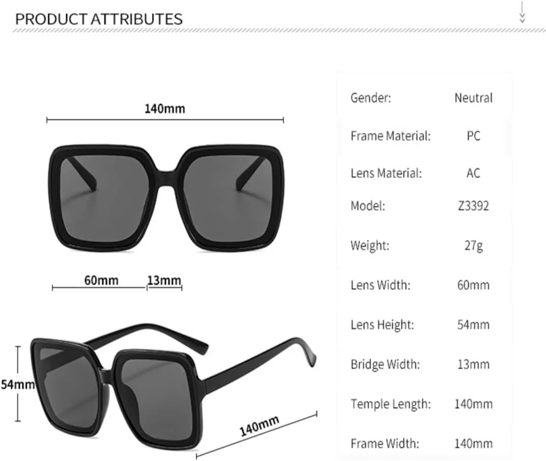 

Винтажные большие квадратные солнцезащитные очки для женщин в стиле панк, мужские дорожные очки для рыбалки с защитой от УФ-излучения UV400 TVTBBVV, Beige Gray