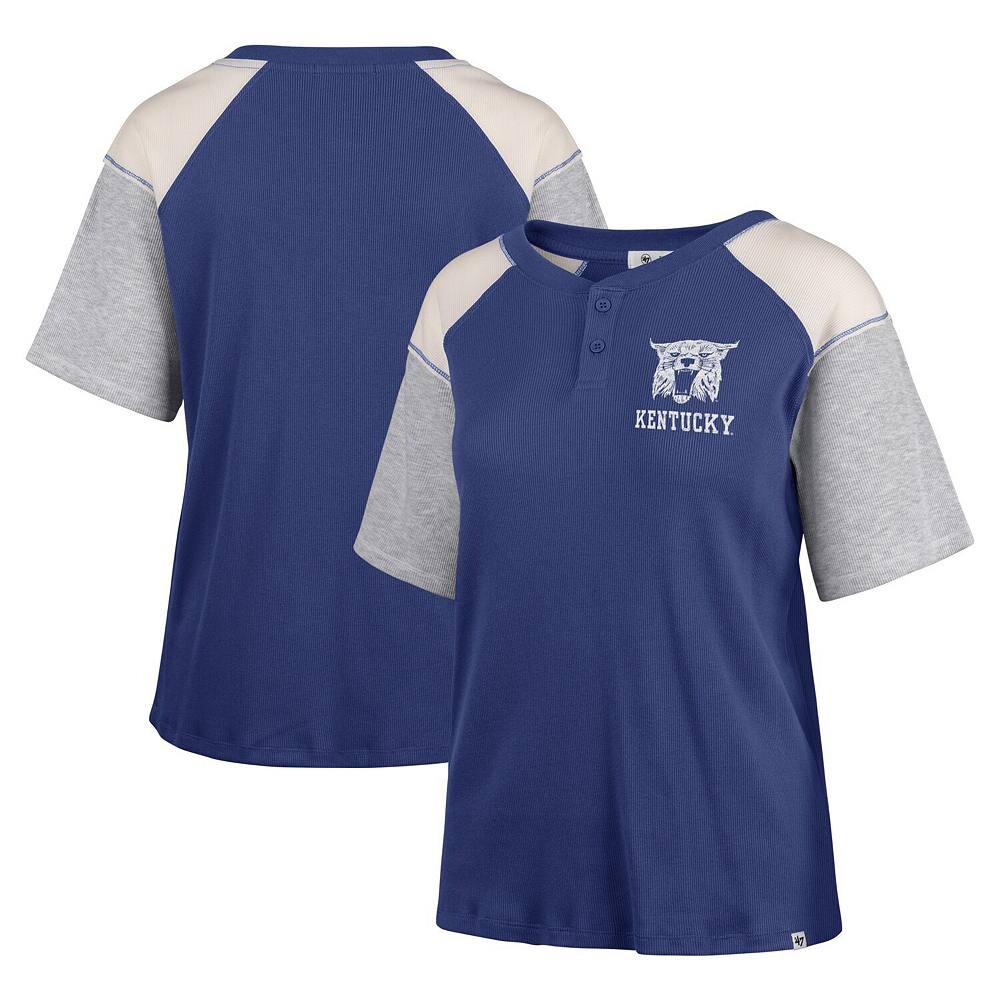 

Женская футболка '47 Royal Kentucky Wildcats Underline Harvey Colorblock Raglan Henley, цвет Ken Blue