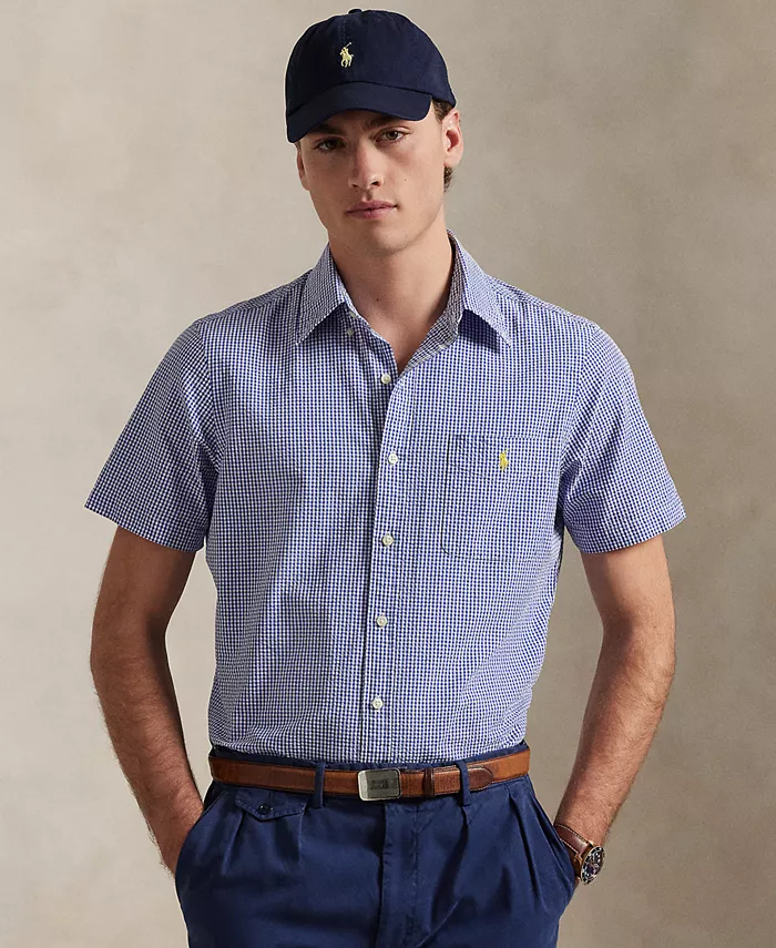 

Мужская рубашка RL Prepster классического кроя в клетку из пике Polo Ralph Lauren, синий
