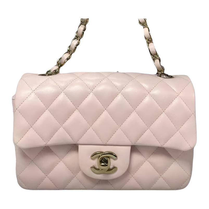 

CHANEL Классический клатч CF из ягненка, наплечная сумка женская розовая