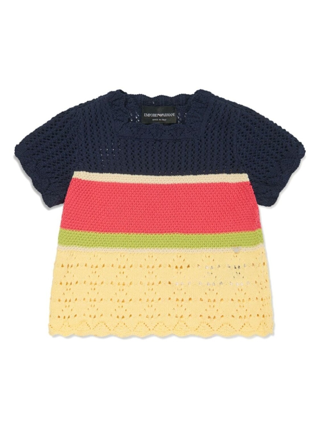 

Полосатый топ в технике кроше Emporio Armani Kids, желтый