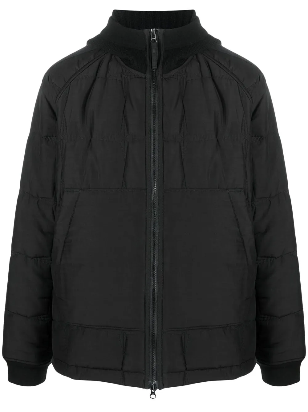 

Пуховик на молнии с нашивкой-логотипом Stone Island, черный