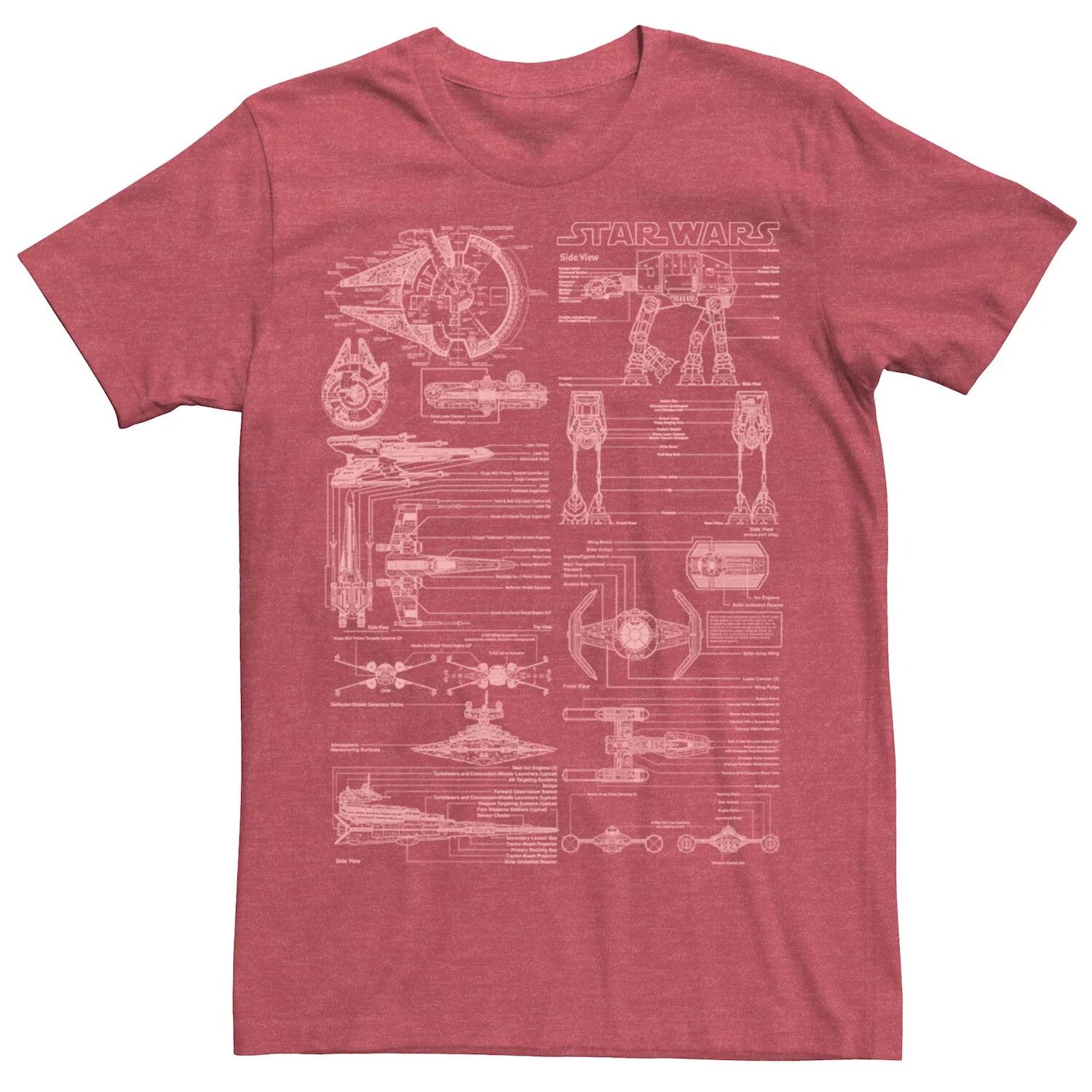 

Мужская футболка Star Wars Falcon Walker X-Wing Tie Fighter Schematic Tee Licensed Character