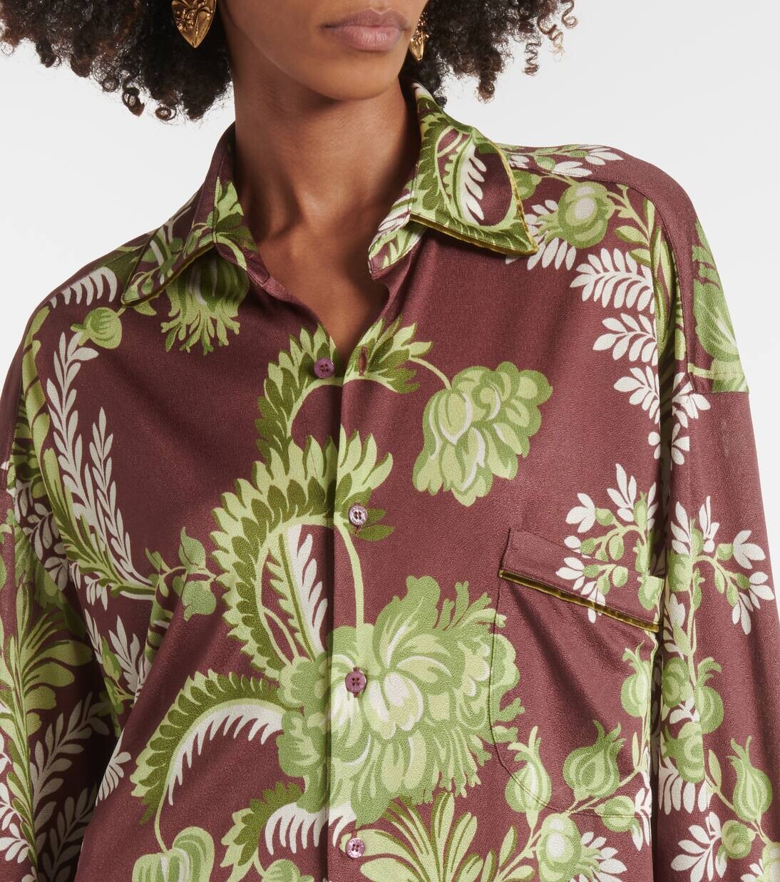 Цветочная рубашка свободного покроя Etro, цвет print on brown base — фото 4
