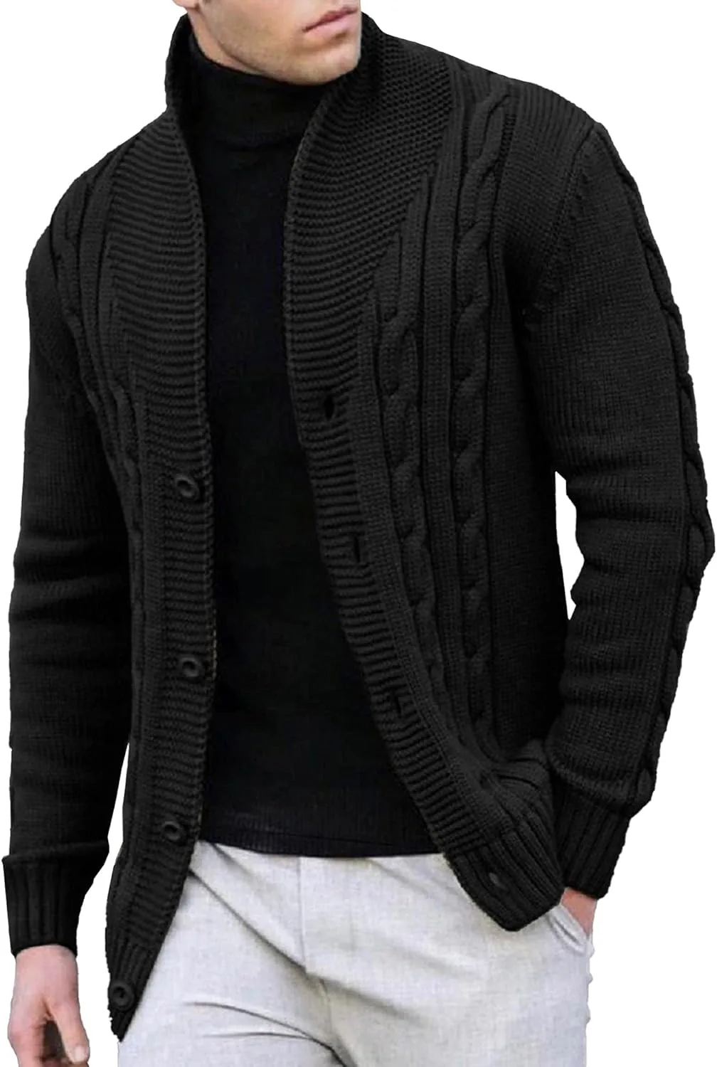 

Мужской кардиган Maiyifu-GJ Slim Fit с кабельной вязкой