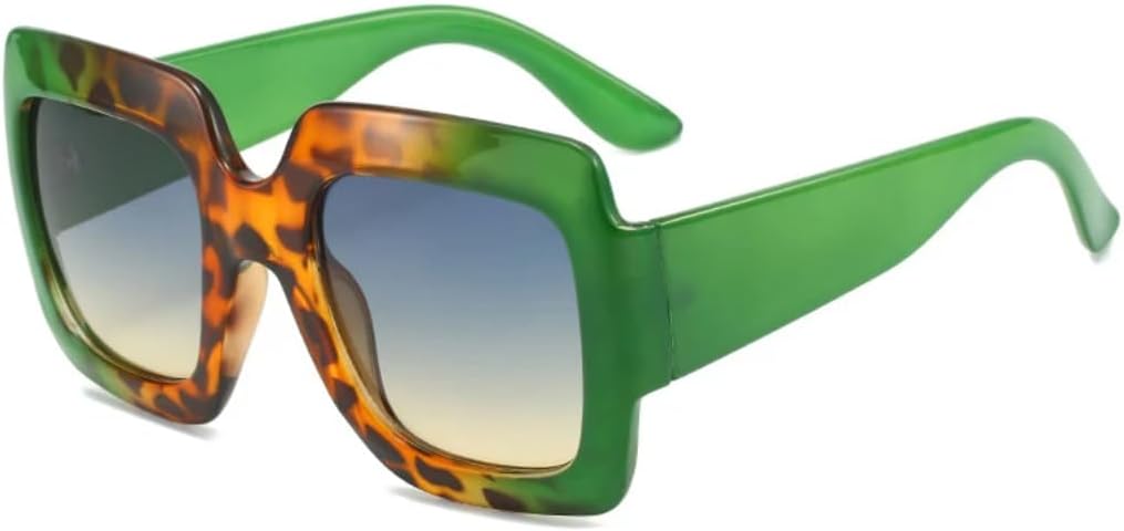 

Солнцезащитные очки для мужчин и женщин - защита UV400 - увеличенный размер, яркий градиентный леопардовый принт, идеально подходят для занятий спортом на открытом воздухе и вождения DSVIGF, Green Blue Yellow