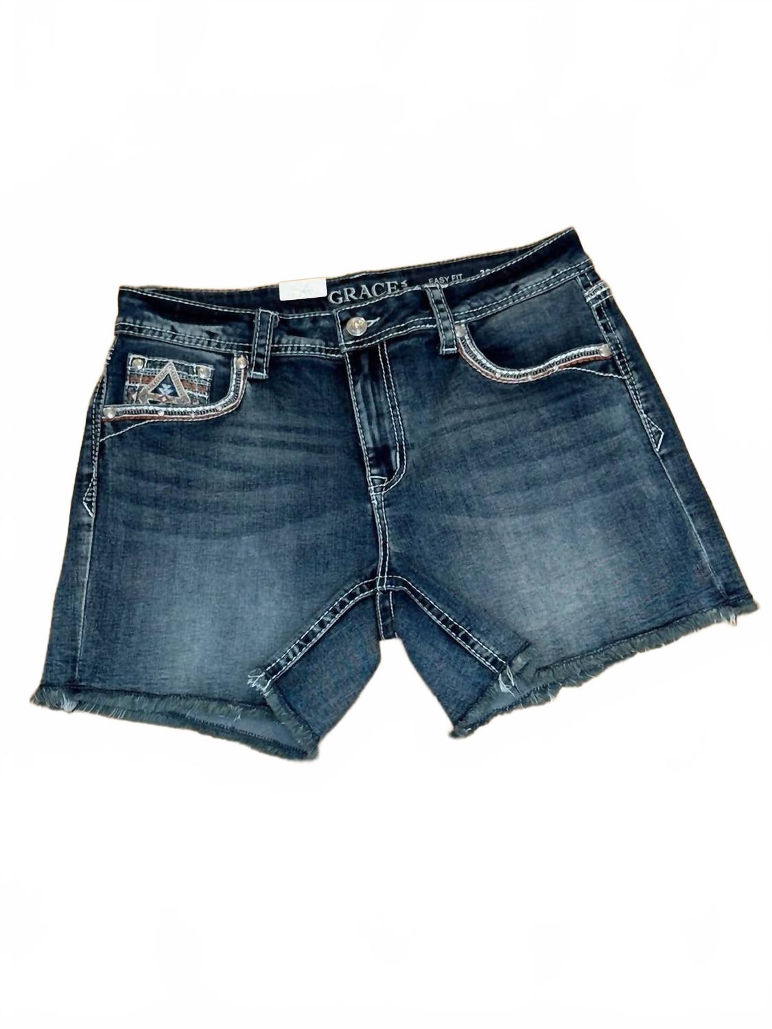 

Женские шорты Aztec с потертыми карманами, синие Grace In La, синий